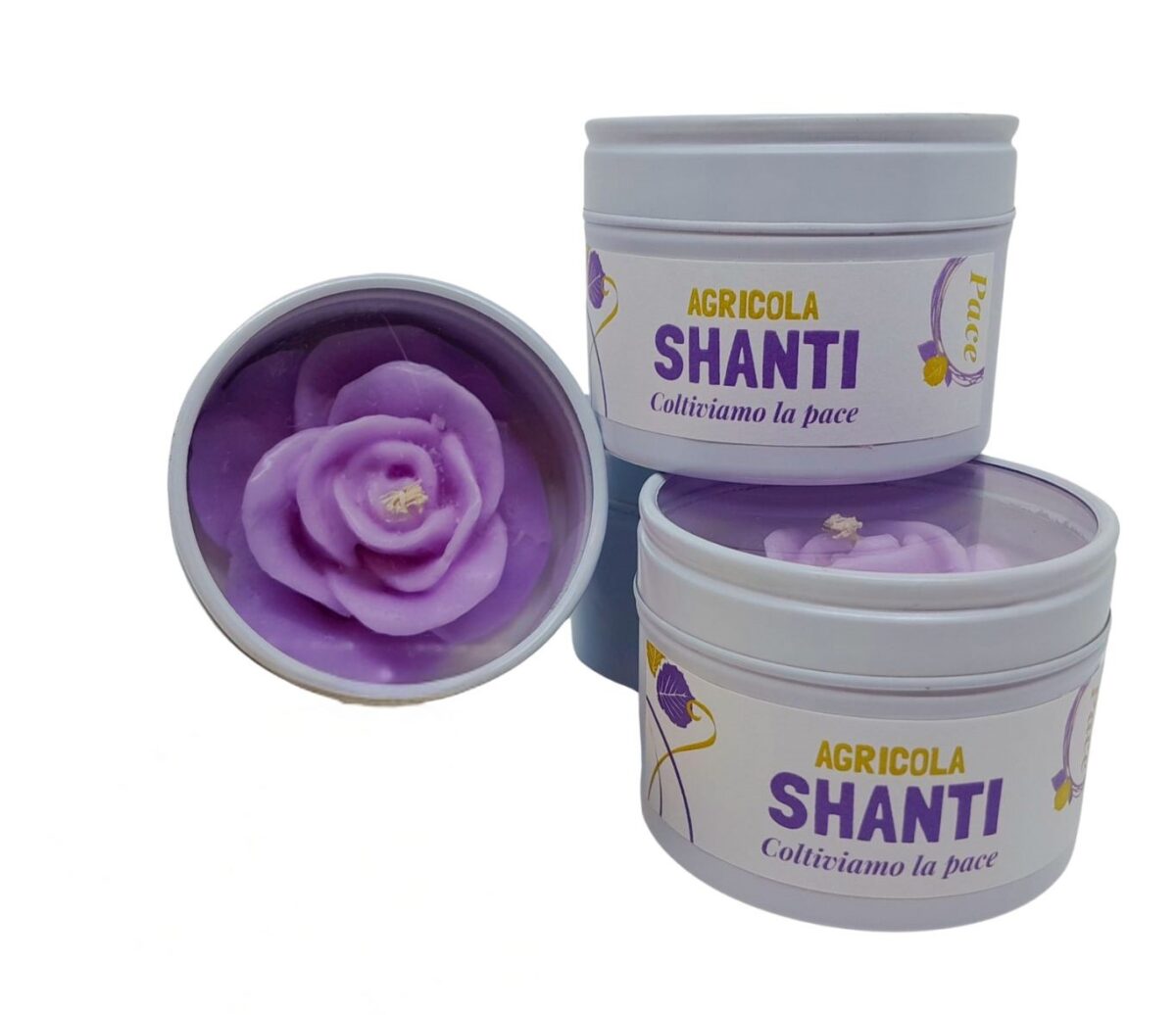 Candela con cera naturale di soia e lavanda