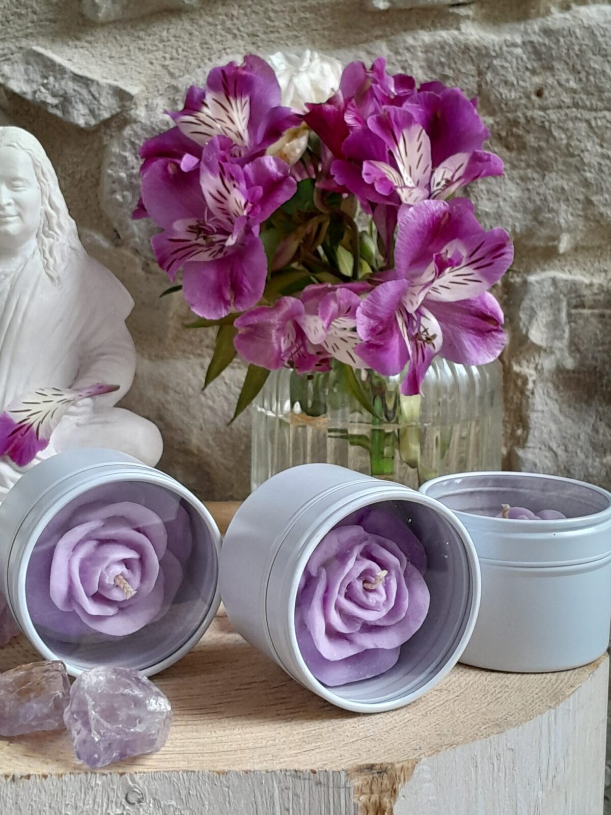 Candela con cera naturale di soia e lavanda