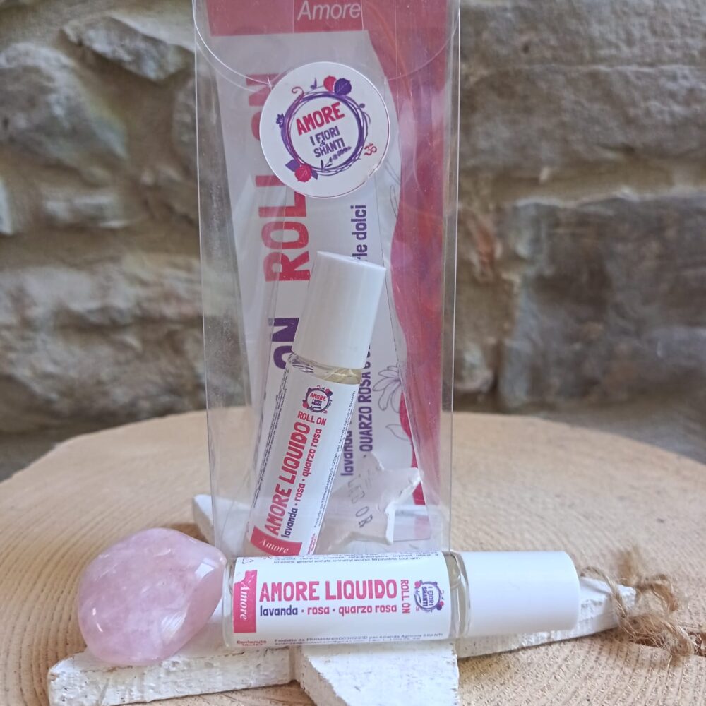 amore liquido Roll-On Amore liquido con quarzo rosa e olio essenziale di lavanda e rosa