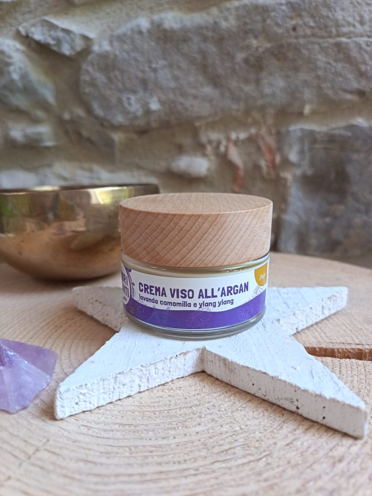 Crema viso all'Argan e olio essenziale di lavanda, camomilla e ylang ylang