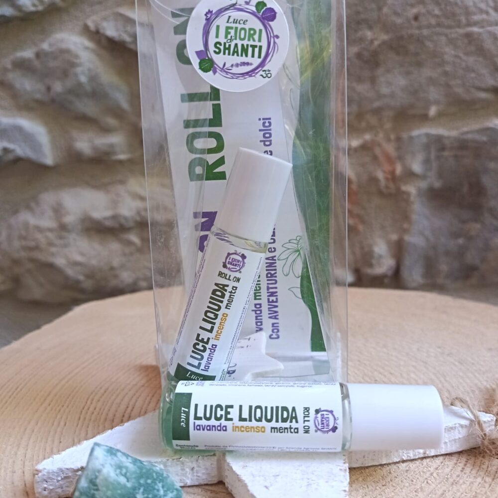 luce liquida Roll-On Luce liquida con avventurina verde e olio essenziale di menta, lavanda ed incenso